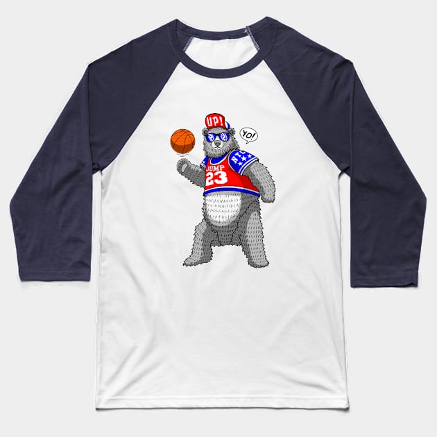 cool bear streetball player Baseball T-Shirt by hayr pictures